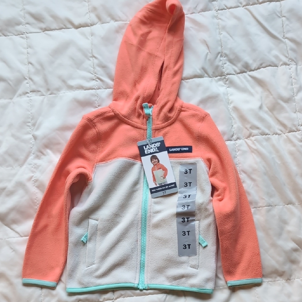 Lands' End Kids' Peach and Cream Fleece Hoodie